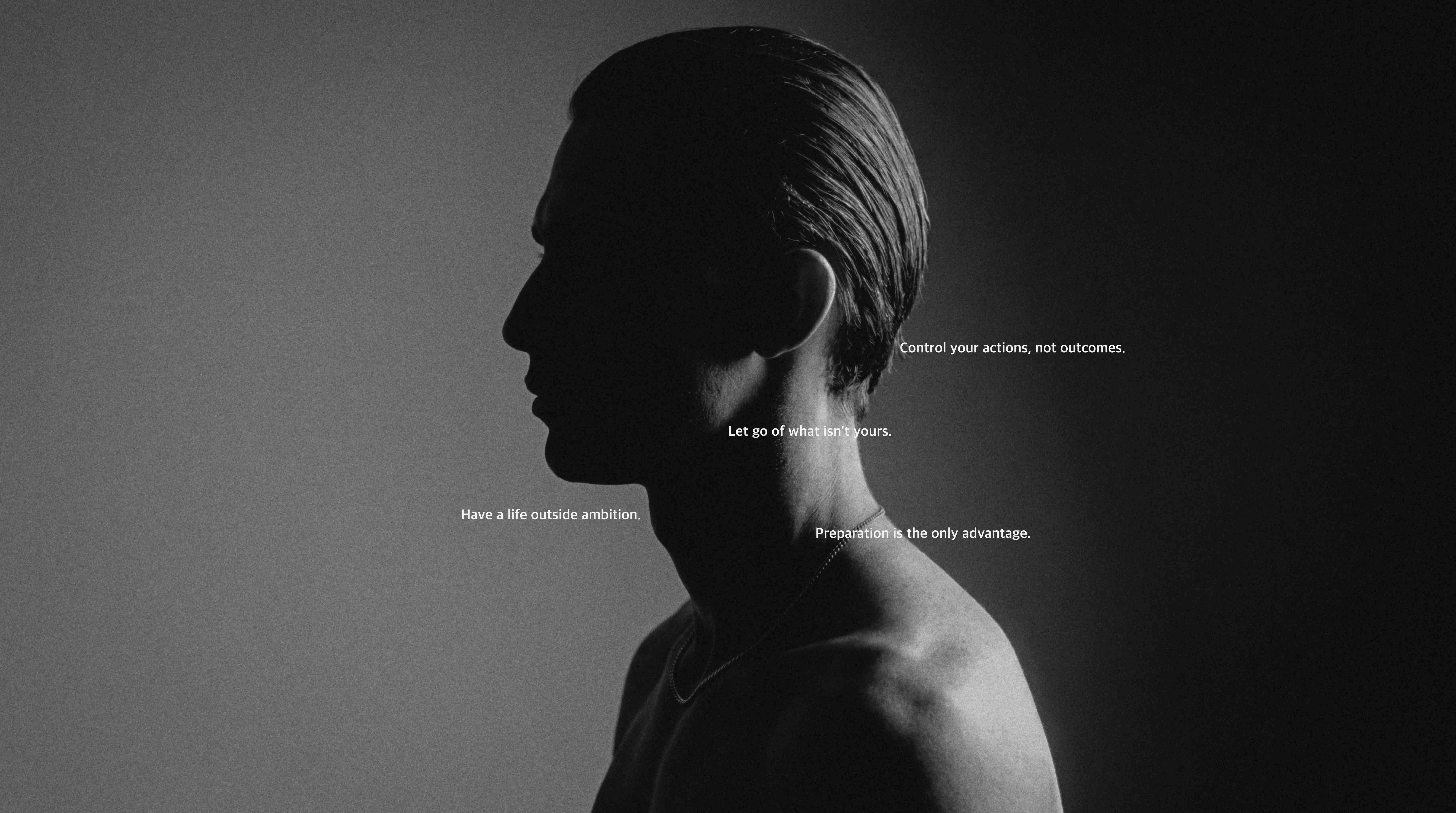 Monochrome profile portrait of a man